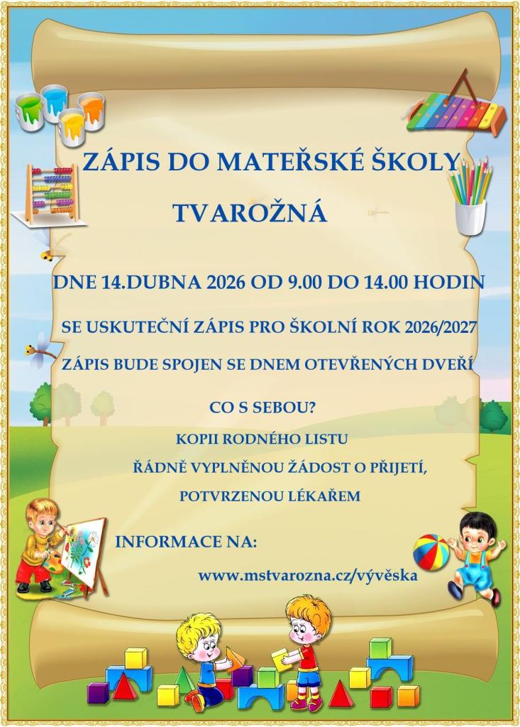 Zápis do MŠ Tvarožná