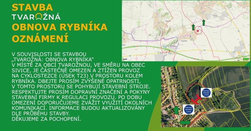 Upozornění, omezení provozu na cyklostezce