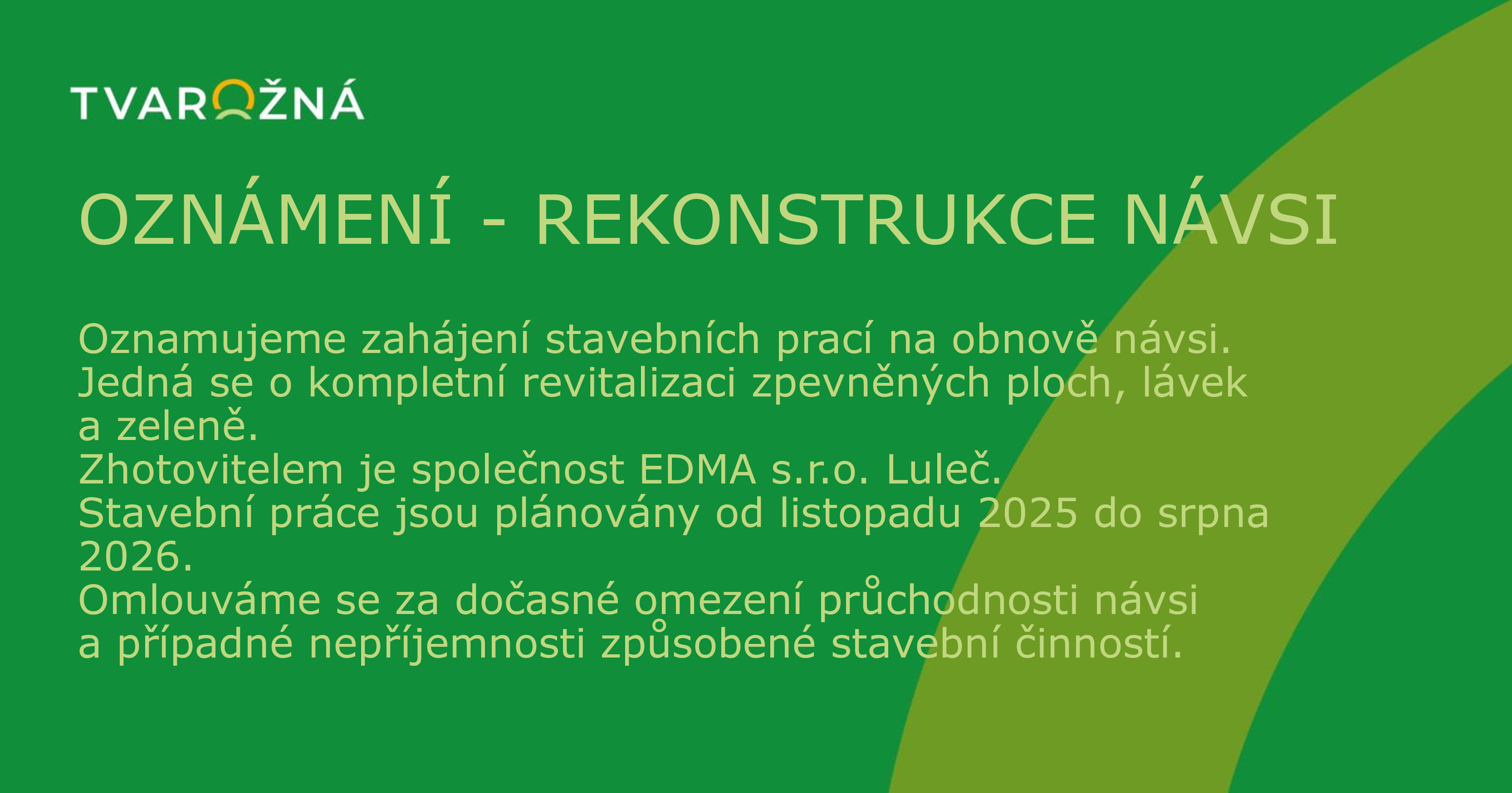 Oznámení - rekonstrukce návsi