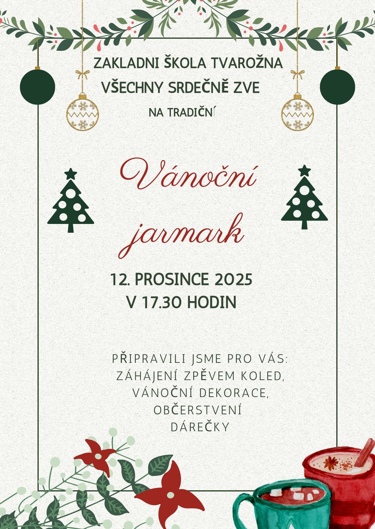 Vánoční jarmark v základní škole Tvarožná