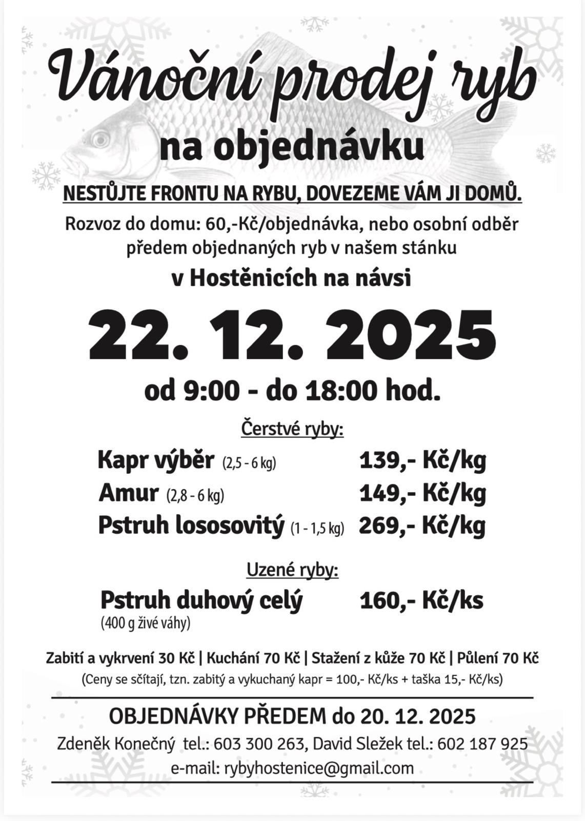 Vánoční prodej ryb na objednávku